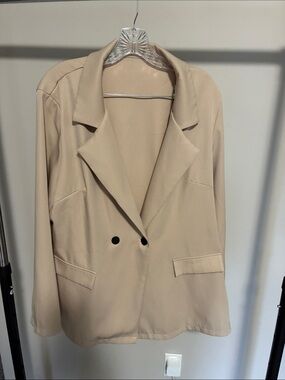 SHEIN Beige Double-Breasted Relaxed Blazer